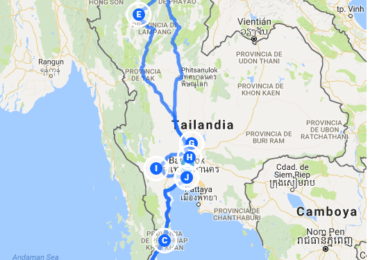 Carte de notre voyage en Thaïlande